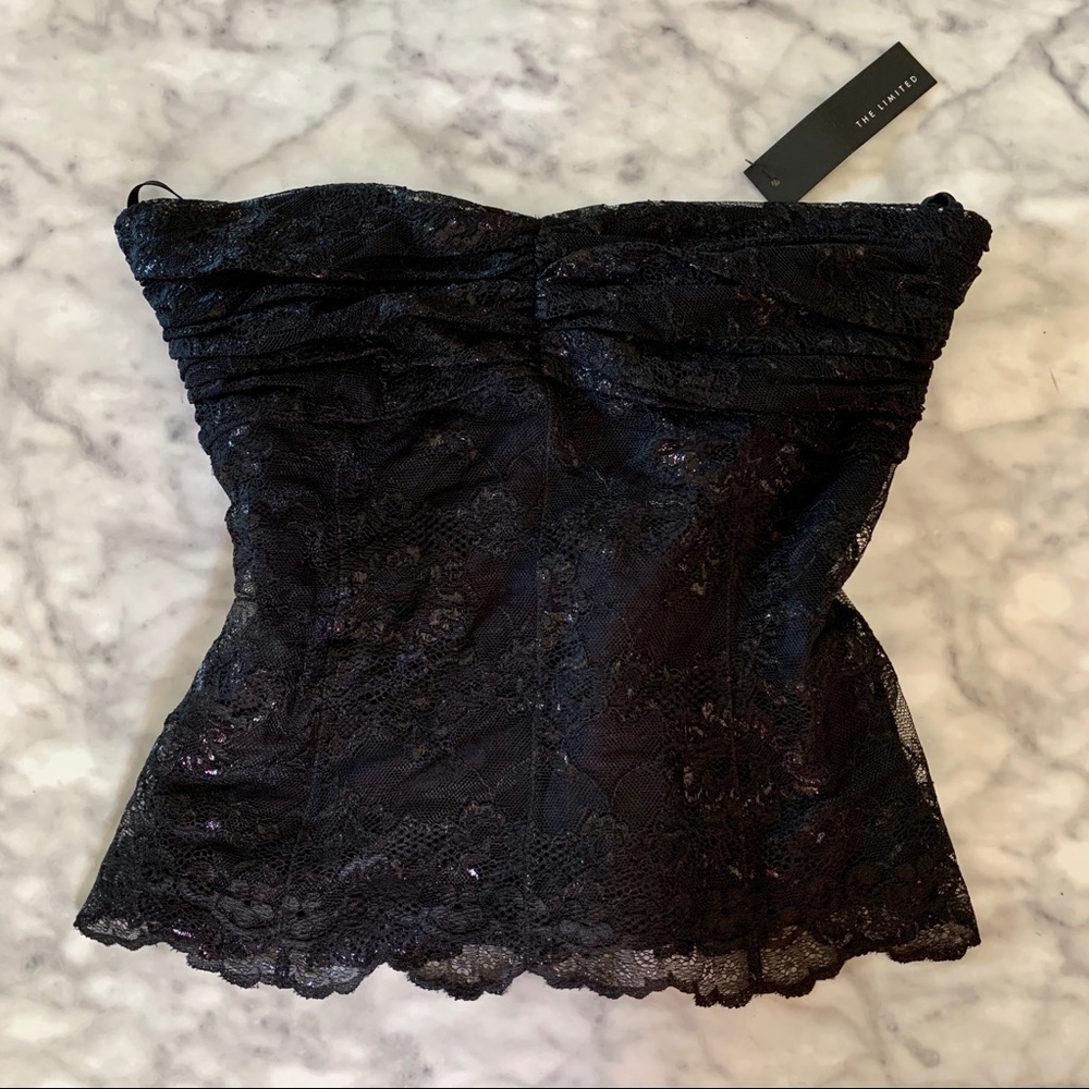 THE LIMITED black lace strapless zip up top NWT - Picture 7 of 16